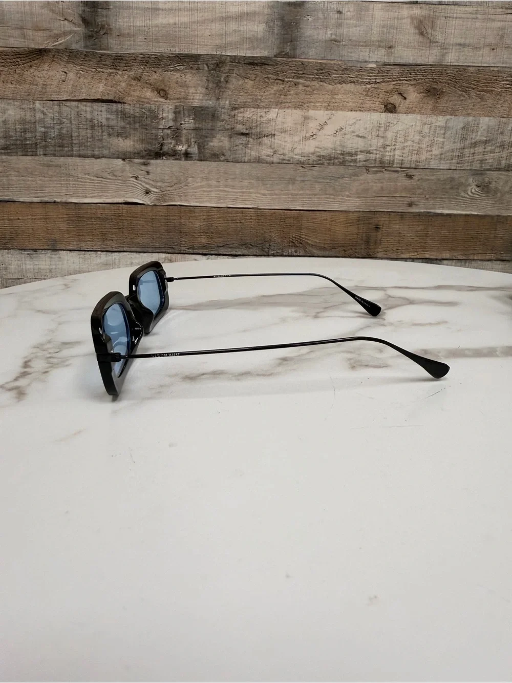 Weworewhat Black Acetate Sunglasses with Blue Lens